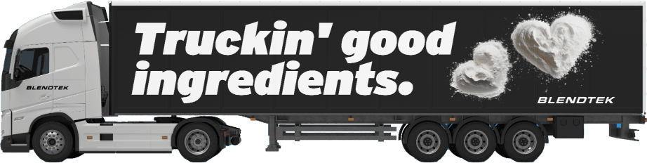 A truck with the words truckin' good ingredients.