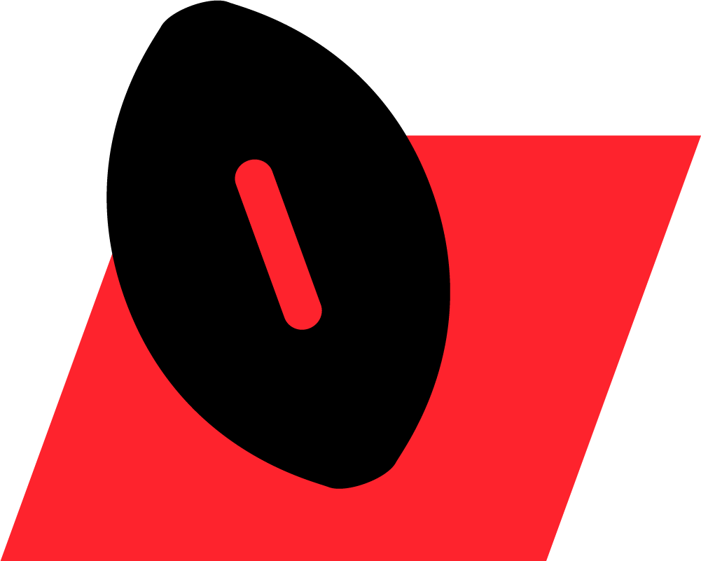 A red and black logo with the letter o.