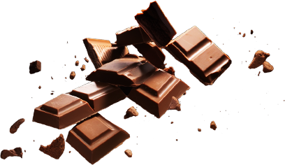 Chocolate bar falling down on a black background.