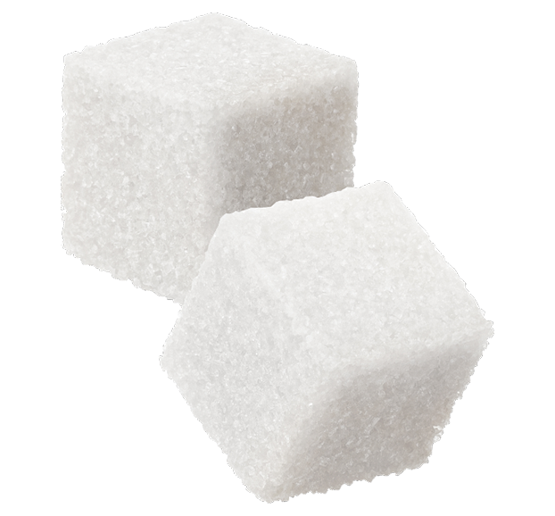 Two white sugar cubes on a white background.